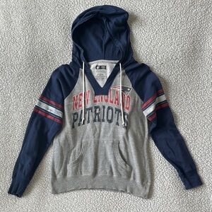 New England Patriots women’s V-Neck Hoodie - Navy and Gray